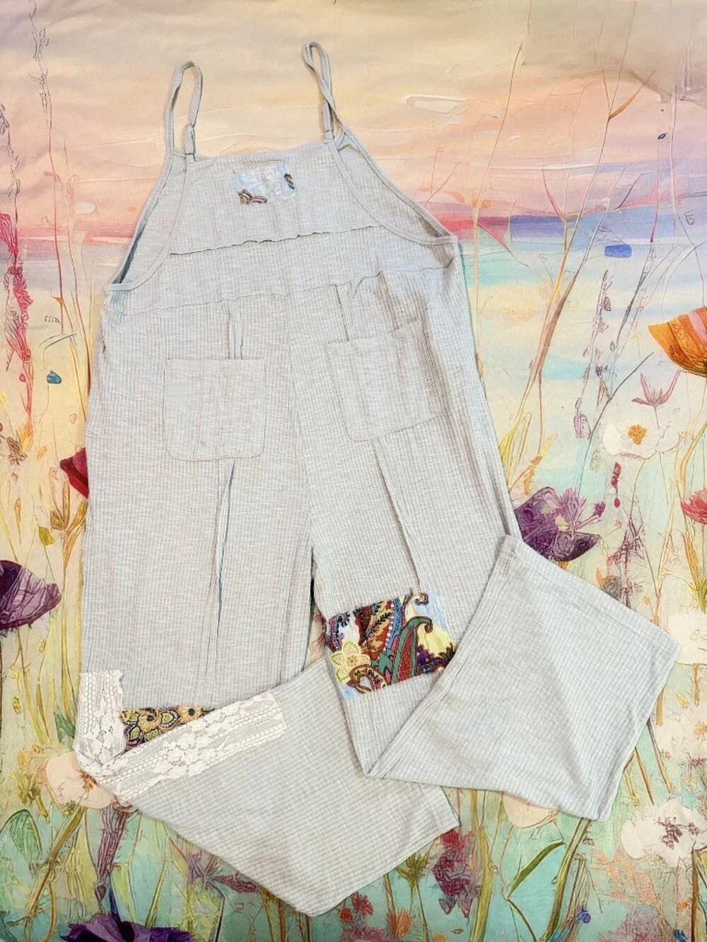 ๐ POL Light Blue Patchwork Jumpsuit โ Size Medium ๐ - Picture 6 of 10